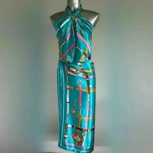 🆕Luxury Satin Scarf Top &  Wrap Skirt - Picture 6 of 14